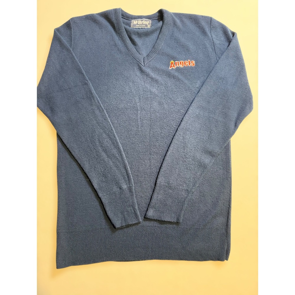 Vintage‎ McBriar Los Angeles Angels Navy Blue V Neck Sweater Mens Small Retro